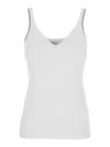 Brunello Cucinelli White Sleeveless Top With V Neck And Monil Detail On The Shoulder Straps