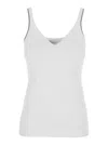 Brunello Cucinelli White Sleeveless Top With V Neck And Monil Detail On The Shoulder Straps