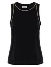 Brunello Cucinelli Monile Sleeveless Crew Neck Tank Top In Black