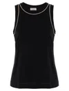Brunello Cucinelli Monile Sleeveless Crew Neck Tank Top In Black