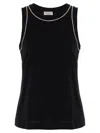 Brunello Cucinelli Monile Sleeveless Crew Neck Tank Top In Black