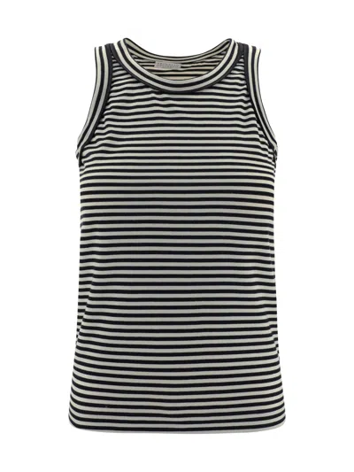 Brunello Cucinelli Tank Top In Panama/nero