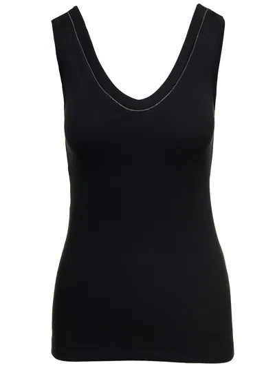 BRUNELLO CUCINELLI TANK TOP WITH MONILE INSERT