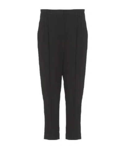 Brunello Cucinelli Tapered Cropped Trousers In Black