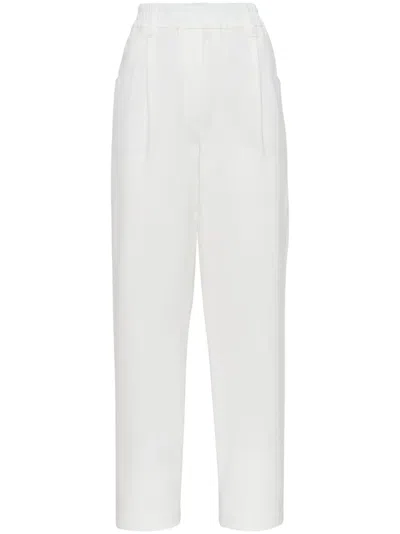 Brunello Cucinelli Tapered Cropped Trousers In White