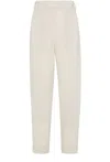 Brunello Cucinelli Slouchy Trousers In Sparkling Linen Canvas With Jewellery In Neutrals