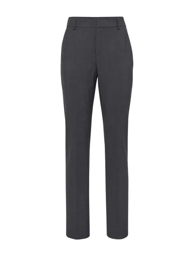 Brunello Cucinelli High-waist Tapered-leg Trousers In Lignite Grey