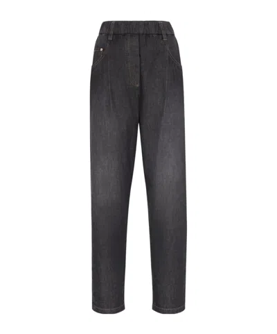 BRUNELLO CUCINELLI BRUNELLO CUCINELLI ELASTIC WAIST TAPERED JEANS