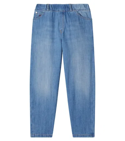 Brunello Cucinelli Kids' Tapered Jeans In Blue