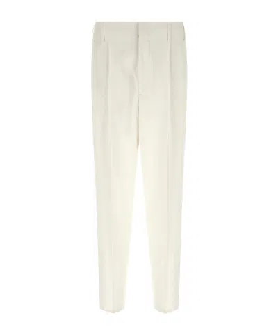 Brunello Cucinelli Pleat Cotton Trousers In Brown