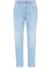 Brunello Cucinelli Faded Denim Tapered Leg Trousers In Blue