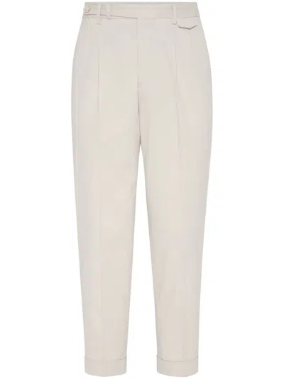 Brunello Cucinelli Leisure Fit Trousers With Pleat In Beige