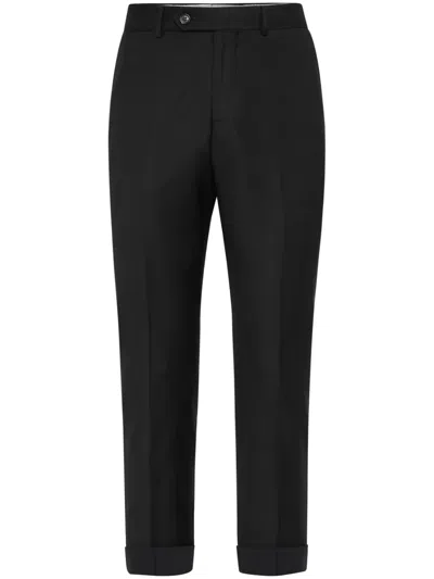 Brunello Cucinelli Tapered-leg Wool Trousers In Black