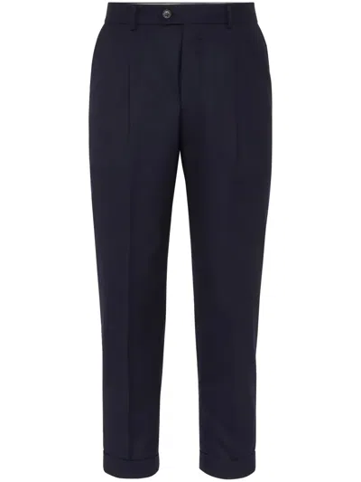 Brunello Cucinelli Tapered-leg Wool Trousers In Blue