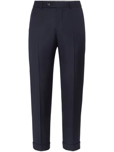 Brunello Cucinelli Tapered-leg Wool Trousers In Blue