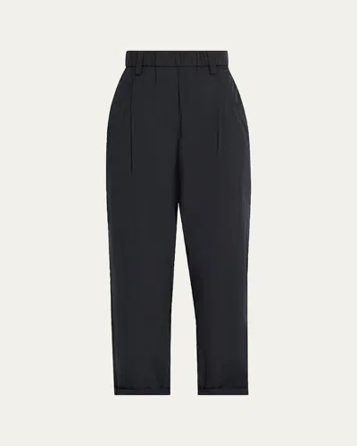 Brunello Cucinelli Tapered Lightweight Poplin Crop Pants In Black