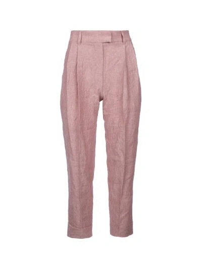 Brunello Cucinelli Tapered Linen Trousers In Blue