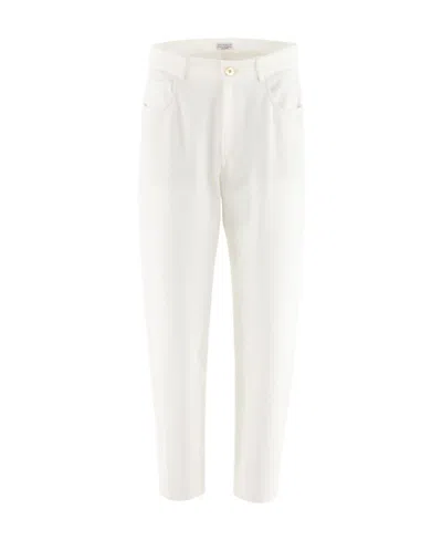 Brunello Cucinelli Tapered Tailored Trousers In White