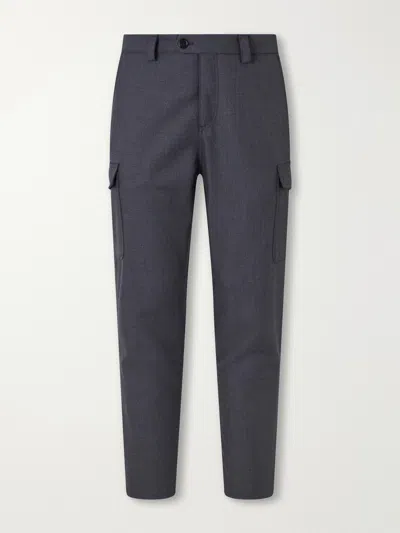 Brunello Cucinelli Tapered Virgin Wool-twill Cargo Trousers In Brown