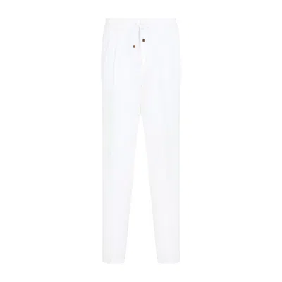 BRUNELLO CUCINELLI BRUNELLO CUCINELLI TAPERED WHITE LINEN PANTS