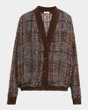 Brunello Cucinelli Tartan Organza Embroidered Cardigan In Multi