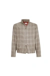 Brunello Cucinelli Tartan Stand Collar Jacket In Gray