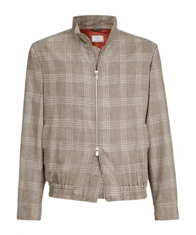 BRUNELLO CUCINELLI TARTAN STAND COLLAR JACKET