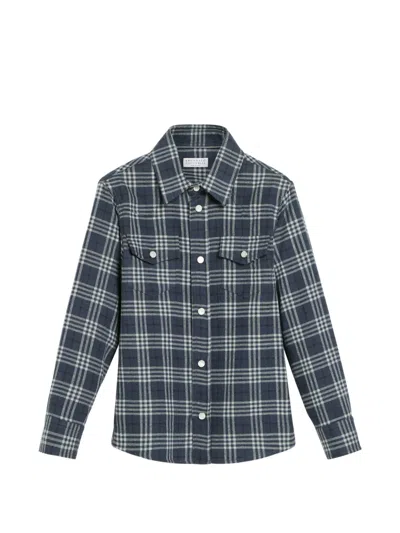 Brunello Cucinelli Kids' Tartan-pattern Flannel Shirt In Blue