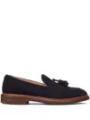 Brunello Cucinelli Leather-trimmed Tasselled Suede Loafers In Blue