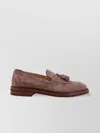 Brunello Cucinelli Tassel Detail Suede Loafers With Stacked Heel In Brown