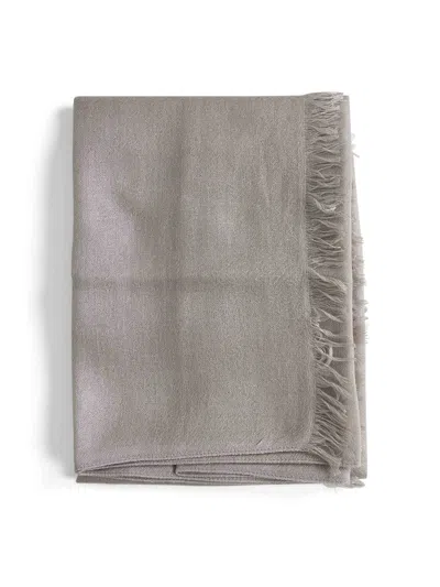 Brunello Cucinelli Taupe Cashmere And Silk Scarf