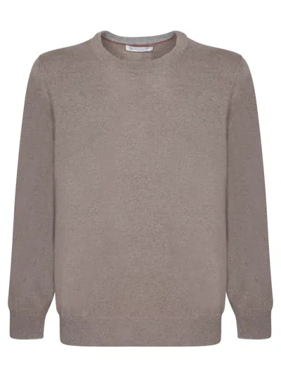 Brunello Cucinelli Taupe Cashmere Sweater In Brown