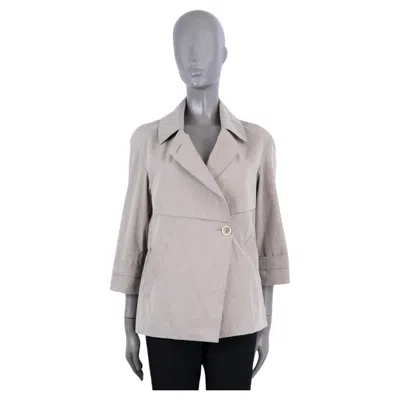 Pre-owned Brunello Cucinelli Taupe Cotton 3/4 Sleeve Jacket 40 S In Brown