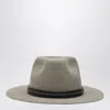 Brunello Cucinelli Taupe Felt Fedora With Leather Band In Sand