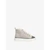 Brunello Cucinelli Taupe Kids' Shearling-lined Suede High-top Trainers Eur 36 /3.5 Uk In Brown
