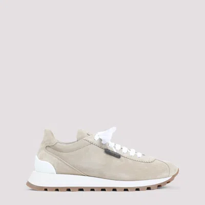 BRUNELLO CUCINELLI TAUPE LACE UP SNEAKERS