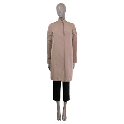 Pre-owned Brunello Cucinelli Taupe Polyester Layered Coat Jacket 42 M In Brown