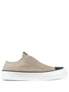 Brunello Cucinelli Taupe Seude Slip On Sneaker In Neutral