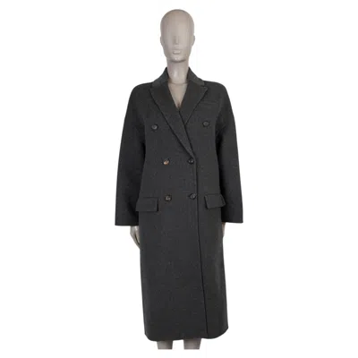 Pre-owned Brunello Cucinelli Taupe Wool 2023 Monili Patch Double Breasted Coat Jacket 44 L In Brown