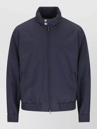 Brunello Cucinelli Technical Blouson Jacket High Collar Design In Blue