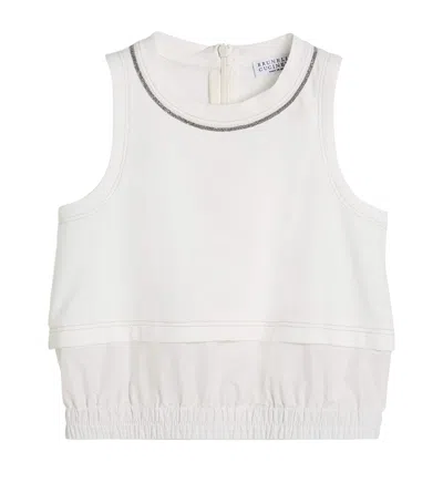 Brunello Cucinelli Kids' Technical-cotton Tank Top In Beige