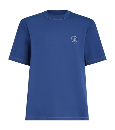 Brunello Cucinelli Technical Crest T-shirt In Blue