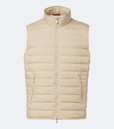 Brunello Cucinelli Technical Down Vest In Beige
