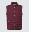Brunello Cucinelli Lightweight Techno Fabric Down Vest In Burgundy