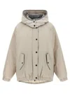 Brunello Cucinelli Women Water-repellent Techno Cotton Taffeta Down Jacket With Hood In Neutral