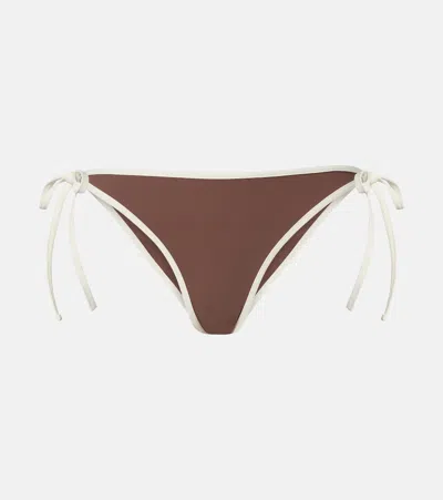 Brunello Cucinelli Technical Jersey Bikini Bottoms In Brown
