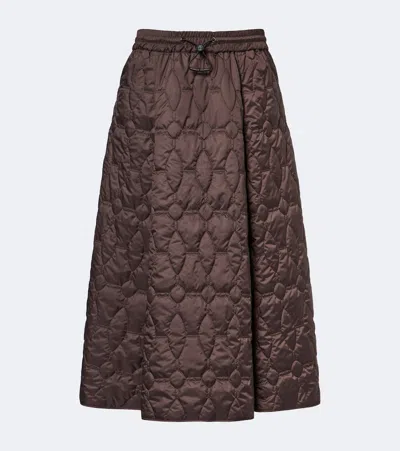 Brunello Cucinelli Technical Padded Midi Skirt In Brown