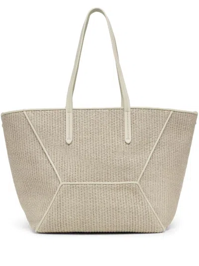 Brunello Cucinelli Techno Bc Duo Raffia Tote Bag In Neutrals