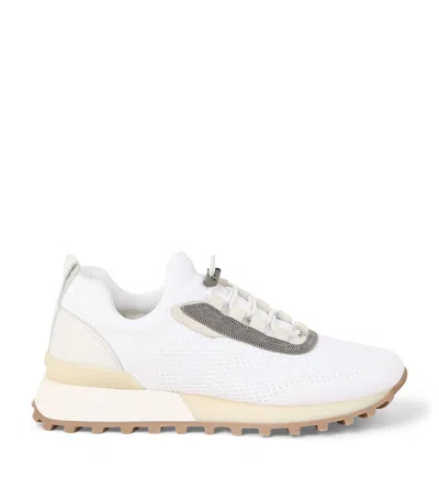 Brunello Cucinelli Techno-calfskin Runner Sneakers In White