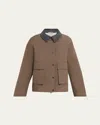 Brunello Cucinelli Techno Canvas Jacket In Brown